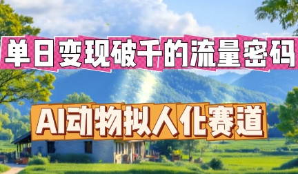 单日变现破k的流量密码，AI动物拟人化赛道-轻创掘金社