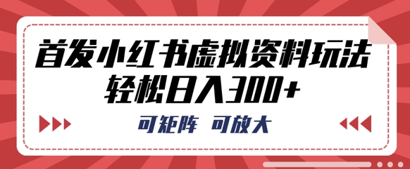 首发小红书虚拟资料玩法，可矩阵，可放大，轻松日入3张-轻创掘金社