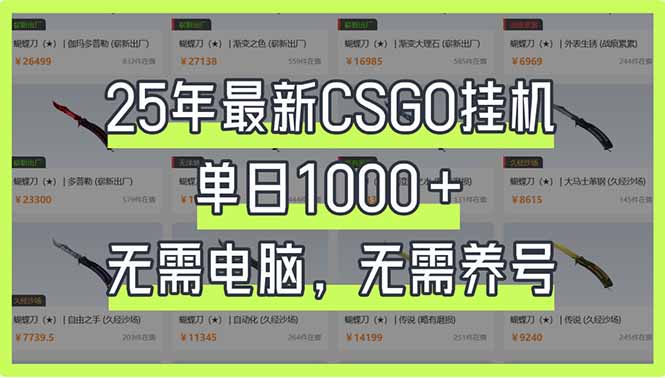 (14178期)25年最新CSGO挂机系统,单日1000+,无需电脑,无需养号,0基础可上手-轻创掘金社