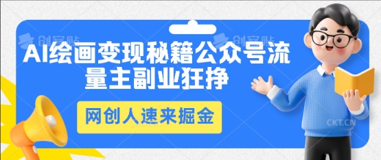 AI绘画变现秘籍：公众号流量主副业狂挣，网创人速来掘金-轻创掘金社