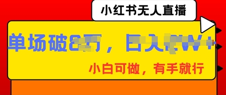 小红书无人直播,纯小白可做,有手就行,单场直播销售额破8w-轻创掘金社