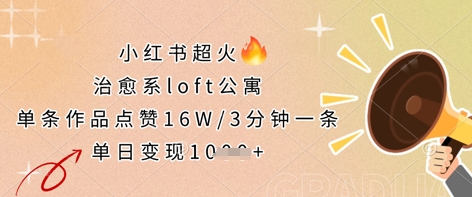 小红书超火的治愈系loft公寓,单条作品点赞16W,3分钟一条,单日变现数张-轻创掘金社