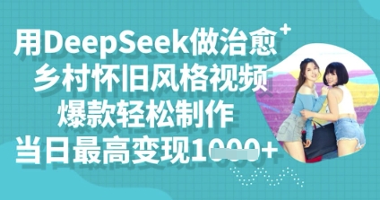 用DeepSeek做治愈乡村怀旧风格视频，爆款轻松制作，当日最高变现多张-轻创掘金社